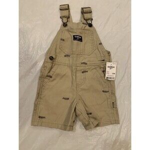 Osh Kosh B’Gosh Tan Overall Shorts With Fishbones  Size 12M